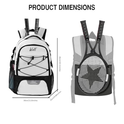 WOLT Tennis Bag - Large Tennis Racket Backpack for Men & Women - Ventilated Shoe Compartment - Holds 2 Rackets - color: Beige