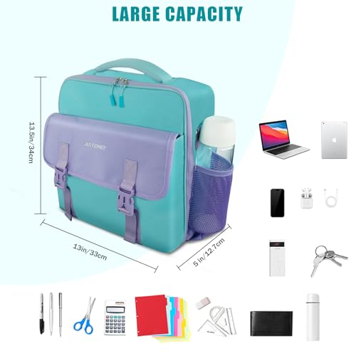 Zipper Binder 700-Sheet 3-inch D Ring with Multiple Pockets Folder,Up 14" Laptop Detachable Backpack Straps & Shoulder Use for School and Office (Blue) - color: Blue and Purple