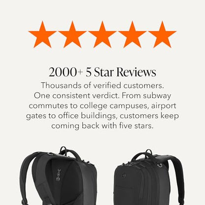 SWISSGEAR Cecil Laptop Backpack, Fits Most 16-Inch Laptops, Three-Compartment Design, Airflow Back Panel, Black, 27.3L, 18-Inch - color: Black Hex