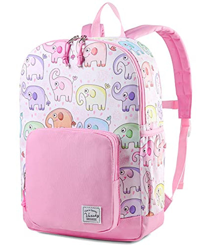 VASCHY Kids backpacks, Cute Lightweight Water Resistant Preschool Backpack for Boys and Girls Chest Strap | Cute - color: Elephants Pink, size: Small (4-6 Yrs) - 15'' H