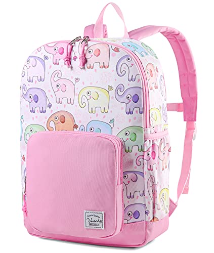 VASCHY Kids backpacks, Cute Lightweight Water Resistant Preschool Backpack for Boys and Girls Chest Strap | Cute - color: Elephants Pink, size: Small (4-6 Yrs) - 15'' H