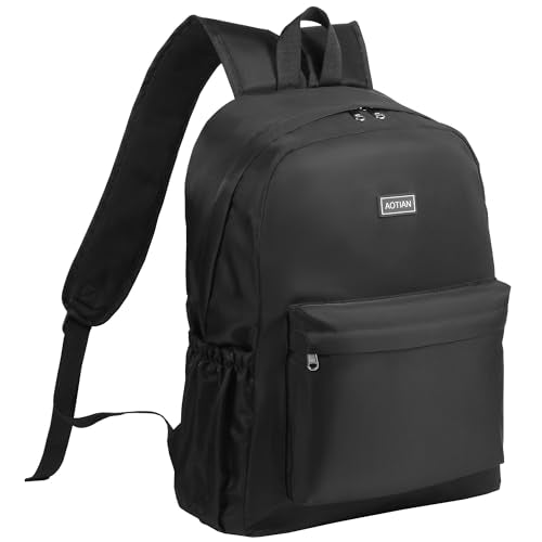 AOTIAN 17-Inch Backpack for Adult, Durable Lightweight Bookbag for Boys & Girls, Daypack for College, Work, Travel & Hiking - color: Black - 17 Inch