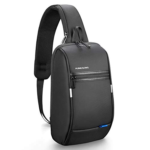 Kingsons Mini Sling Bag Hiking Daypack for Men, Waterproof Little Crossbody Travel Shoulder Bag, Small Anti-Theft Backpack Camping Bag for Traveling, Leisure, Commuting, Fit for 9.7" ipad Black… - color: Black-c