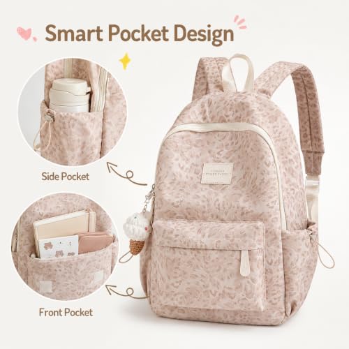 Fashion Cheetah Backpack Shoulder Bag, Trendy y2k Design Daypack Bookbag Leopard Print Coquette Purse Women Men Daily - color: Creamy