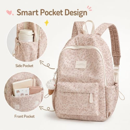 Fashion Cheetah Backpack Shoulder Bag, Trendy y2k Design Daypack Bookbag Leopard Print Coquette Purse Women Men Daily - color: Creamy