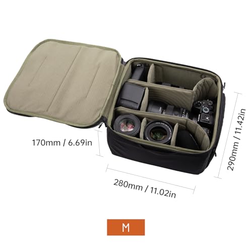 PGYTECH Medium Camera Insert Bag, Waterproof Lens Pouch for Photographers and Traveler, Lightweight DSLR/SLR Lens Carring Case with Thicken Partition for Canon/Nikon/Sony/Mirrorless Cameras - size: M