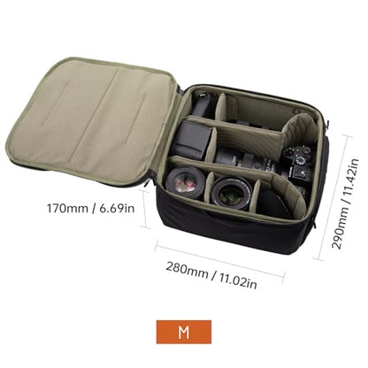 PGYTECH Medium Camera Insert Bag, Waterproof Lens Pouch for Photographers and Traveler, Lightweight DSLR/SLR Lens Carring Case with Thicken Partition for Canon/Nikon/Sony/Mirrorless Cameras - size: M