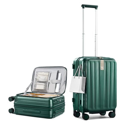 Hanke 20 Inch Expandable Carry On Luggage Airline Approved Top Opening Hard Shell Suitcases with Wheels Lightweight Travel Luggage Carry On Suitcase for Woman Men-Blackish Green - color: Blackish Green, size: 20 Inch Expandable