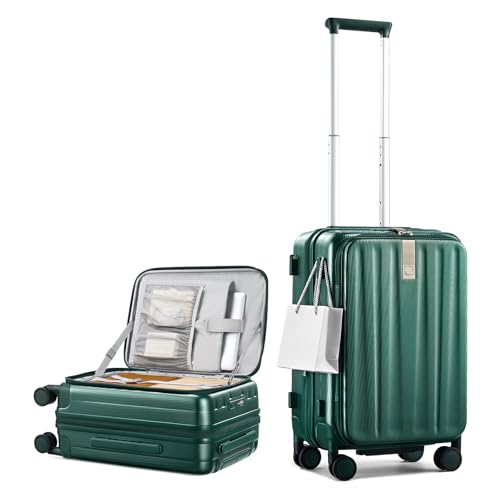 Hanke 20 Inch Expandable Carry On Luggage Airline Approved Top Opening Hard Shell Suitcases with Wheels Lightweight Travel Luggage Carry On Suitcase for Woman Men-Blackish Green - color: Blackish Green, size: 20 Inch Expandable