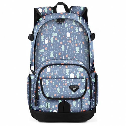 rickyh style School Backpack Travel Bag for Men & Women Lightweight College Back Pack with Laptop Compartmen - color: 04hdsj