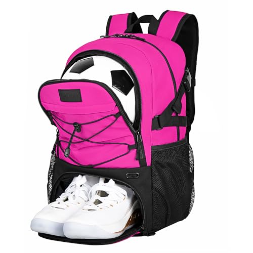 Goloni Soccer Backpack,Basketball Backpack with Ball Compartment & Shoe Compartment,Backpack for Basketball,Soccer - color: Rose