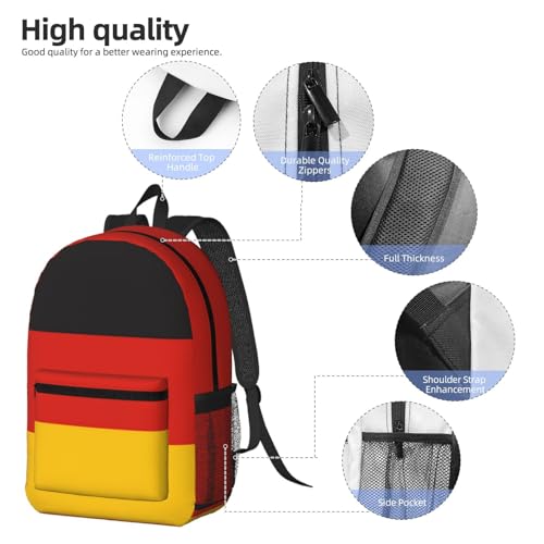 MZERSE Stylish Commuter Daypack German Flag National Banner, Laptop Backpack with Inner Pocket, Lightweight Travel Bag for Work, Trips and Gym - color: Pattern (1109)
