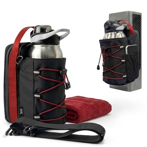 369 Water Bottle Holder with Strap, Magnetic Gym Bag Bottle Carrier Holder with Phone Pockets & Shoulder Strap, Magnetic Water Bottle Holder Gym Accessories, 25oz/40oz/64oz Bottle Pouch Holder