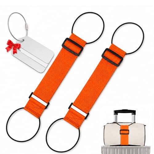 Adjustable Luggage Strap Bungee for Suitcase Handle, Elastic Luggage Connector Straps for Suitcases, Extra Bag Travel Belt for Carry On, Backpack, Duffel, Trolley Accessories (Orange) - color: Orange