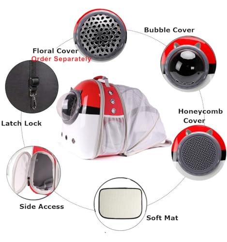 Back Expandable Cat Carrier Backpack for Cats Kitten Small Puppy, Airline Approved Cat Bubble Backpack, Space Capsule Astronaut Carrier - color: Red