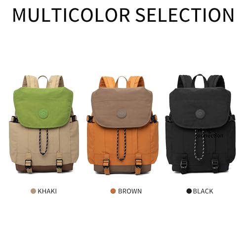 HUARIPOLYOutdoor backpack, lightweight waterproof casual daily bag, multifunctional travel drawstring bag - color: Khaki