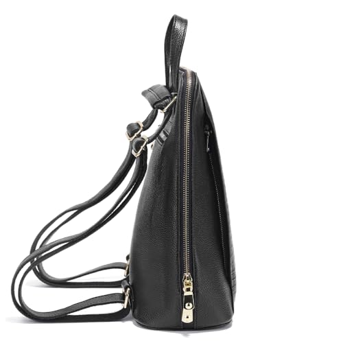 zency 100% Genuine Leather Knapsack Ladies Alligator Pattern Women Backpack For Work Laptop (black) - color: Black
