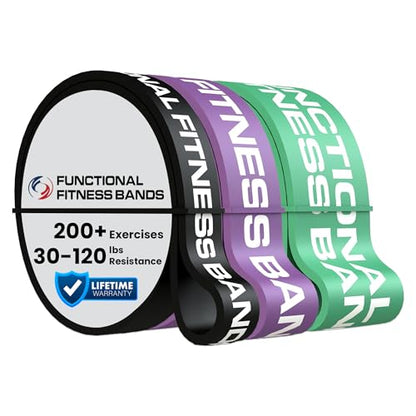 Rubberbanditz Pull Up Assist Bands Set of 3 by Functional Fitness. Heavy Duty Resistance and Assistance Training Bands - color: Combo Packs - #3 Black, #4 Purple, and #5 Green