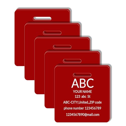 Custom Engraved Luggage Tags, Waterproof Personalized Luggage Tags, Acrylic Personalized Bag Tags for Suitcases/Backpack/Luggage Accessories (Square, Red-A, 2 x 2 inches, Herringbone) - color: Red-a, size: 2 x 2 inches, style: Square