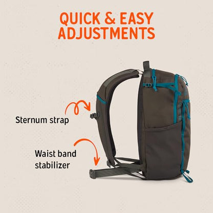 Kelty Asher Backpack, Daypack to Multi-Day Backpacking Capacity, Hiking, Lightweight Travel Pack, Internal Frame (18L Beluga) - color: Beluga/Stormy Blue, size: 18L