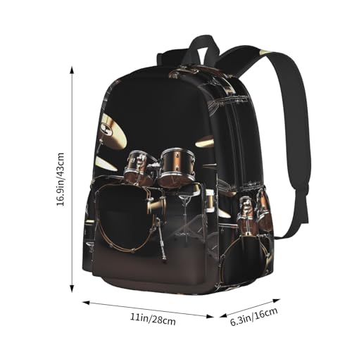 Cool Drum Set Travel Backpack for Men Women 15.6 inch Laptop Backpack Casual Daypack for Weekender - color: Cool Drum Set