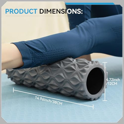Foam Roller - 15 inch Deep Tissue Massager for Muscle Massage, Myofascial Trigger Point Release, Exercise, Yoga, Pilates & Stretching(Gray) - color: Gray