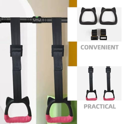 Gymnastic Rings Set with 2m Adjustable Straps, Professional Pull-up Sports Gym Rings for Indoor Training and Workout Fitness Equipment