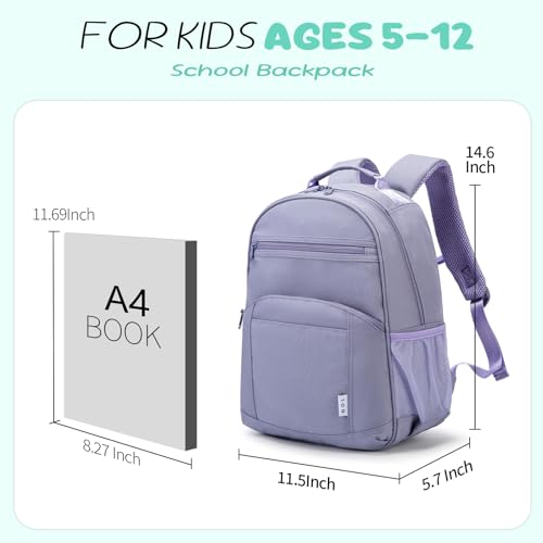 NOL Natural Organic Lifestyle Kids Backpack, School Backpacks for Teens Girls Boys, School Bookbag with Pencil Bag & Reflective Stripe for Elementary School - Light purple - color: Light Purple