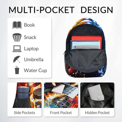 Boys Hockey Backpack for Kids Bookbag with Pocket - Ice Hockey School Bag with Padded Shoulder Straps for Outdoor Daily Use (17 Inch) - color: Red