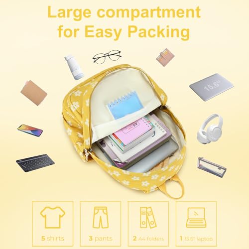 Bluboon Backpack for Girls Kids Preschool Backpack with Lunch Box Kindergarten Bookbag Toddler School Bags Set - color: Yellow Floral 95