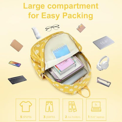 Bluboon Backpack for Girls Kids Preschool Backpack with Lunch Box Kindergarten Bookbag Toddler School Bags Set - color: Yellow Floral 95