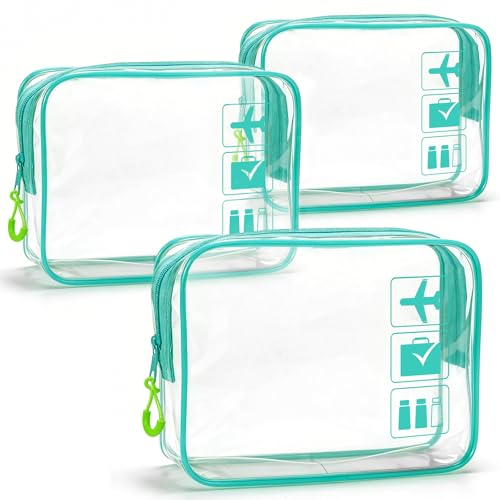TSA Approved Toiletry Bag, 3pcs Clear Makeup Bags Quart Size Travel Makeup Cosmetic Bag, for Women and Men, Carry on Airport Airline Compliant Bag(Blue,M) - color: Blue, size: Medium