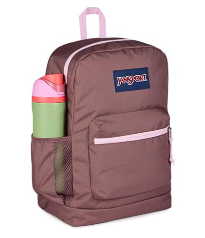 JanSport Cross Town Plus Backpack - Large Main Compartment, Side Water Bottle Pocket, 15-Inch Padded Laptop Sleeve - Color Blocked - Mahogany Haze - color: Color Blocked Mahogany Haze/Pink Ice/