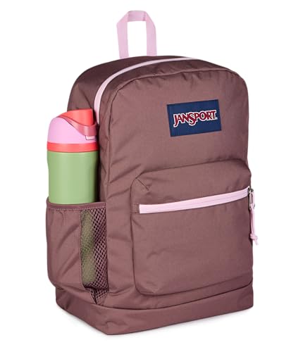 JanSport Cross Town Plus Backpack - Large Main Compartment, Side Water Bottle Pocket, 15-Inch Padded Laptop Sleeve - Color Blocked - Mahogany Haze - color: Color Blocked Mahogany Haze/Pink Ice/