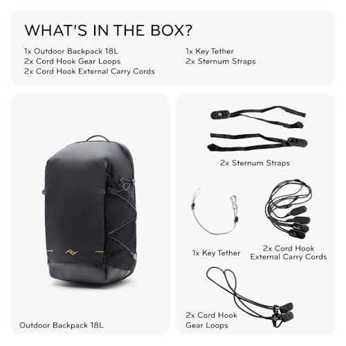 Peak Design Outdoor Backpack 18L, Eclipse, Compact & Lightweight Frameless Daypack, 270-Degree Rear Zip, Ideal for Day Hikes, Hydration, Camera Carry & Commuting, Versatile Backpack for Men and Women - color: Eclipse