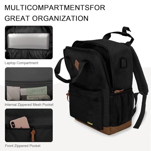 Goloni Small Carry On Travel Backpack with USB Charging Port, Lightweight Water Resistant Mini Carry-on Backpack for Men Women, Compact Personal Everyday Backpack,Black - color: Black