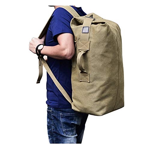 Large Capacity Travel Climbing Bag Tactical Military Duffel Bag Top Load Double Strap Canvas Backpack - color: Tan