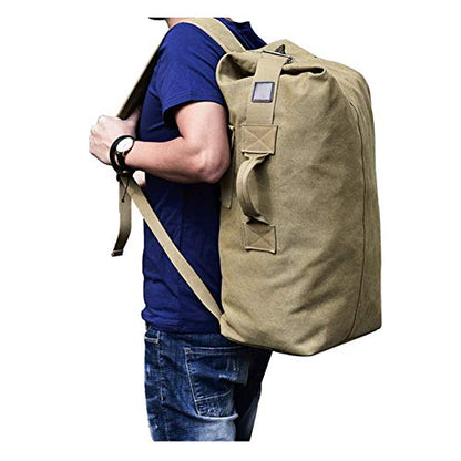 Large Capacity Travel Climbing Bag Tactical Military Duffel Bag Top Load Double Strap Canvas Backpack - color: Bk