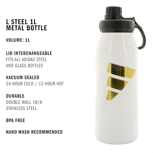 adidas Metal Water Bottle 1L - color: White/Gold Metallic/Black/L