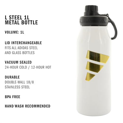 adidas Metal Water Bottle 1L - color: White/Gold Metallic/Black/L