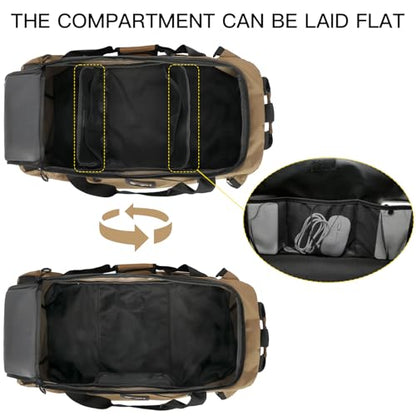 TUGUAN 100L Extra Large Travel Duffle Bag Backpack for Men, 3 in 1 Sports Duffel Bags W/Adjustable Shoulder Strap & Dividers Gym Equipment/Gear Weekend Overnight Bag for Trip Camping Hiking, XL Brown - color: Brown