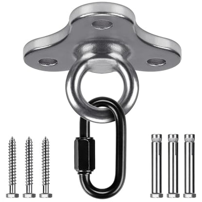 Dolibest Ceiling Anchor Mount for Yoga Swing Suspension, Resistance Band Wall Anchor, Body Weight Strength Training Systems, 2000LB Capacity, Stainless Steel,1PCS - color: Silver-3holes