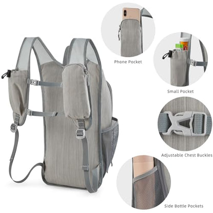 G4Free 15L Hiking Daypack Lightweight Travel Backpack Packable Outdoor Casual Foldable Shoulder Bag (Grey) - color: Grey