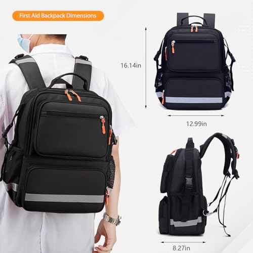 First Responder Bag Trauma Backpack Empty,Medical Emergency Kits Storage Jump Bag Pack for EMT, EMS, Police, Firefighters, Safety Officers - color: Black