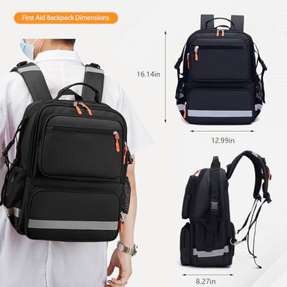 First Responder Bag Trauma Backpack Empty,Medical Emergency Kits Storage Jump Bag Pack for EMT, EMS, Police, Firefighters, Safety Officers - color: Black
