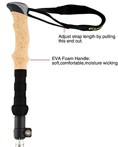 A ALAFEN Aluminum Collapsible Ultralight Travel Trekking Hiking Pole for Men and Women (Fits 5'3" - 6'2") - color: Silver