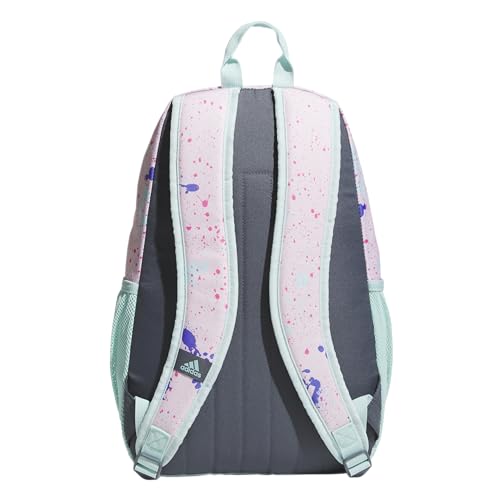adidas Creator School Backpack for Girls & Boys — Durable Bookbag - color: Splatter Sandy Pink/Semi Flash Aqua Blue