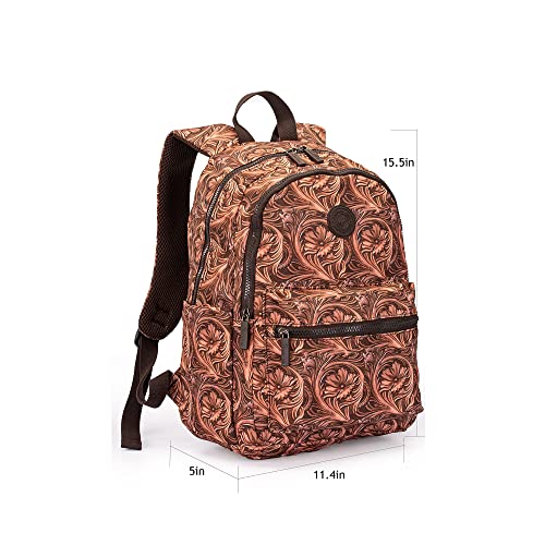 Montana West Western Backpack Purse for Women Lightweight Rucksack Casual Daypack for Laptop Travel College - color: *Floral Brown