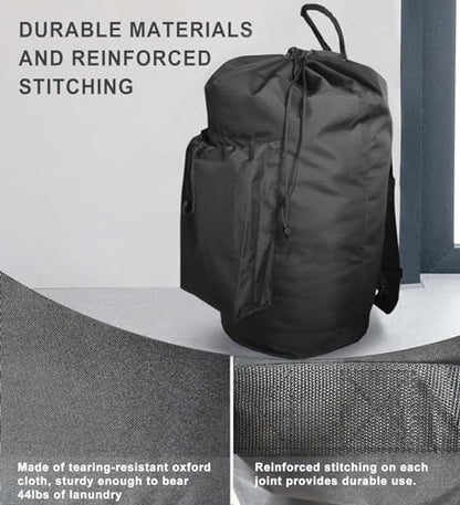 VividPaw Laundry Bag Backpack for College Dorm, Extra Large Travel Laundry Bags, Easy Carry Dirty Clothes Hamper Bag with Shoulder Straps, College Dorm Room Essentials (Black) - color: Black