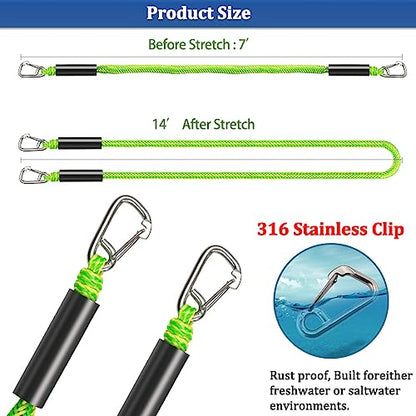 Boat Bungee Dock Lines, Boat Bungee Anchor Lines, Boat Bungee Anchor Rope, PWC Anchor Line, PWC Accessories, Jet Ski Accessories - size: 7-14 feet Anchor Rope, style: Pack Of 2